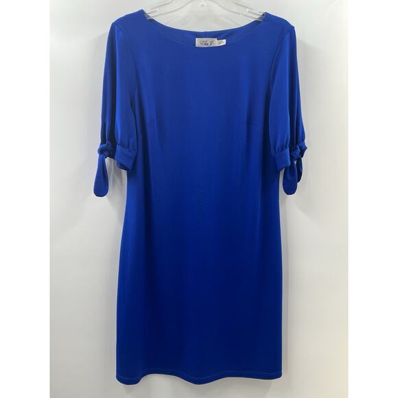 Eliza J Women’s Royal Blue Pullover Sheath Dress Bow Sleeve Lined 10 Cocktail - Picture 5 of 9